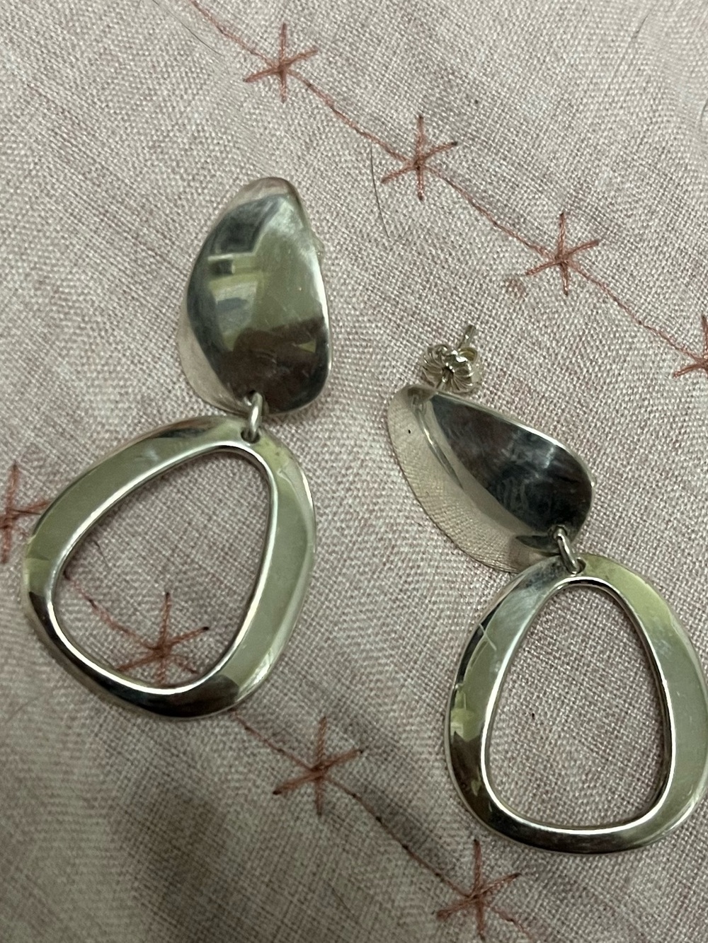 925 Silver Open Drop Earrings - Silver